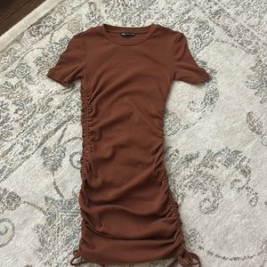 Zara brown adjustable length dress | size:S